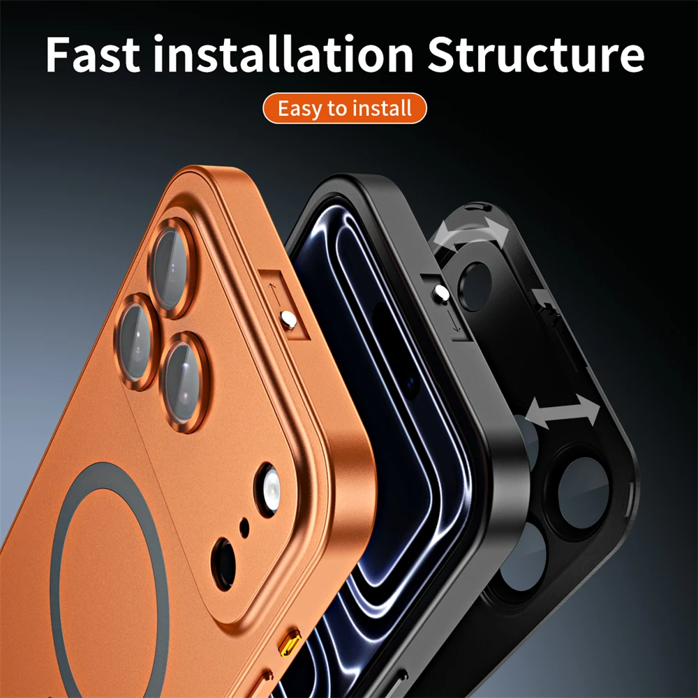 Sleek Aluminum Magnetic Phone Case with Magsafe Compatibility and Shockproof Matte Finish