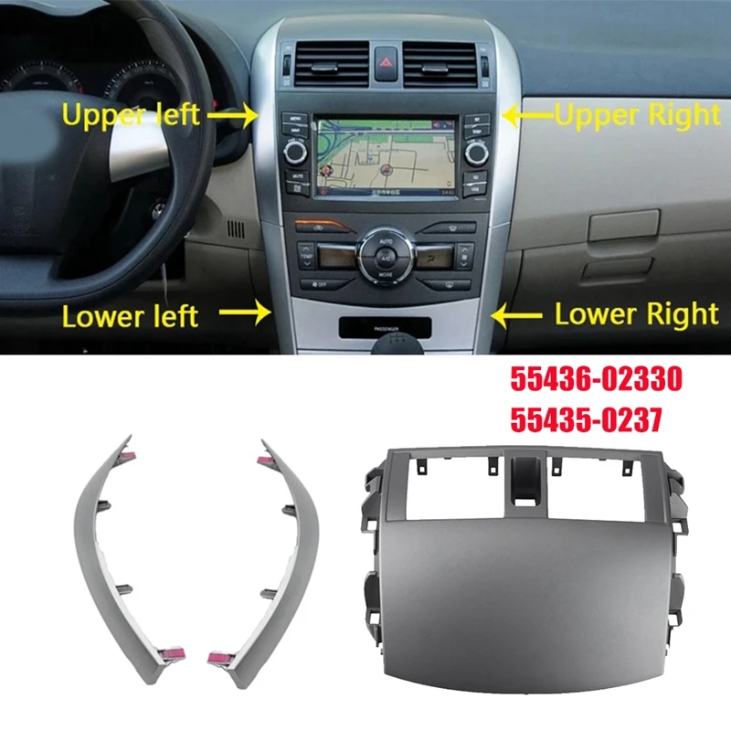 

1Set Car Dashboard Air Conditioning Outlet Panel Cover +Trim Strip For Toyota Corolla 2007-2013 Air Vent A/C Trim Cover