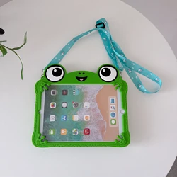 3D Cute Frog Soft Silicone Shockproof Kids Tablet Case with Strap Cover - Matepad 11.5in (With lanyard)