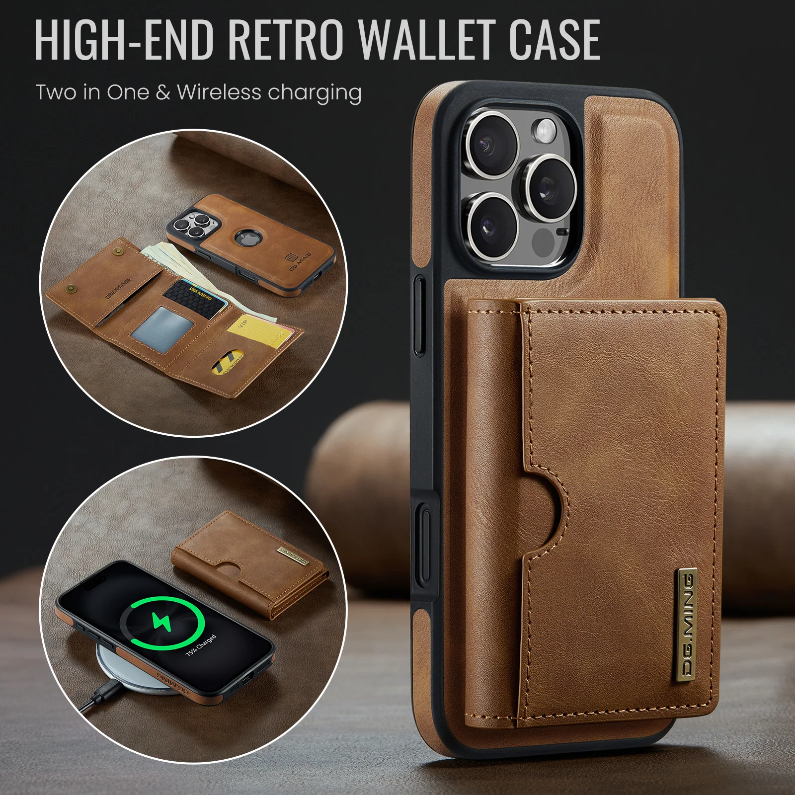 Premium Detachable Magnetic Leather Wallet Phone Case with Card Holder