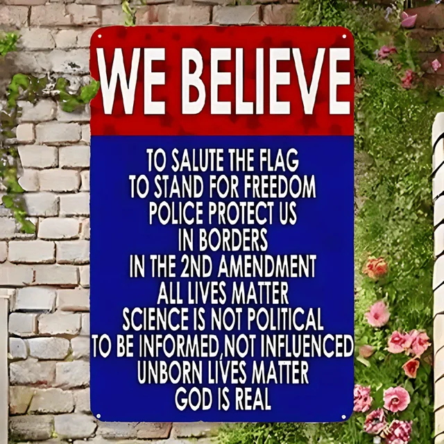 8 x 12 "We Believe" Patriotic Metal Sign - Image 6