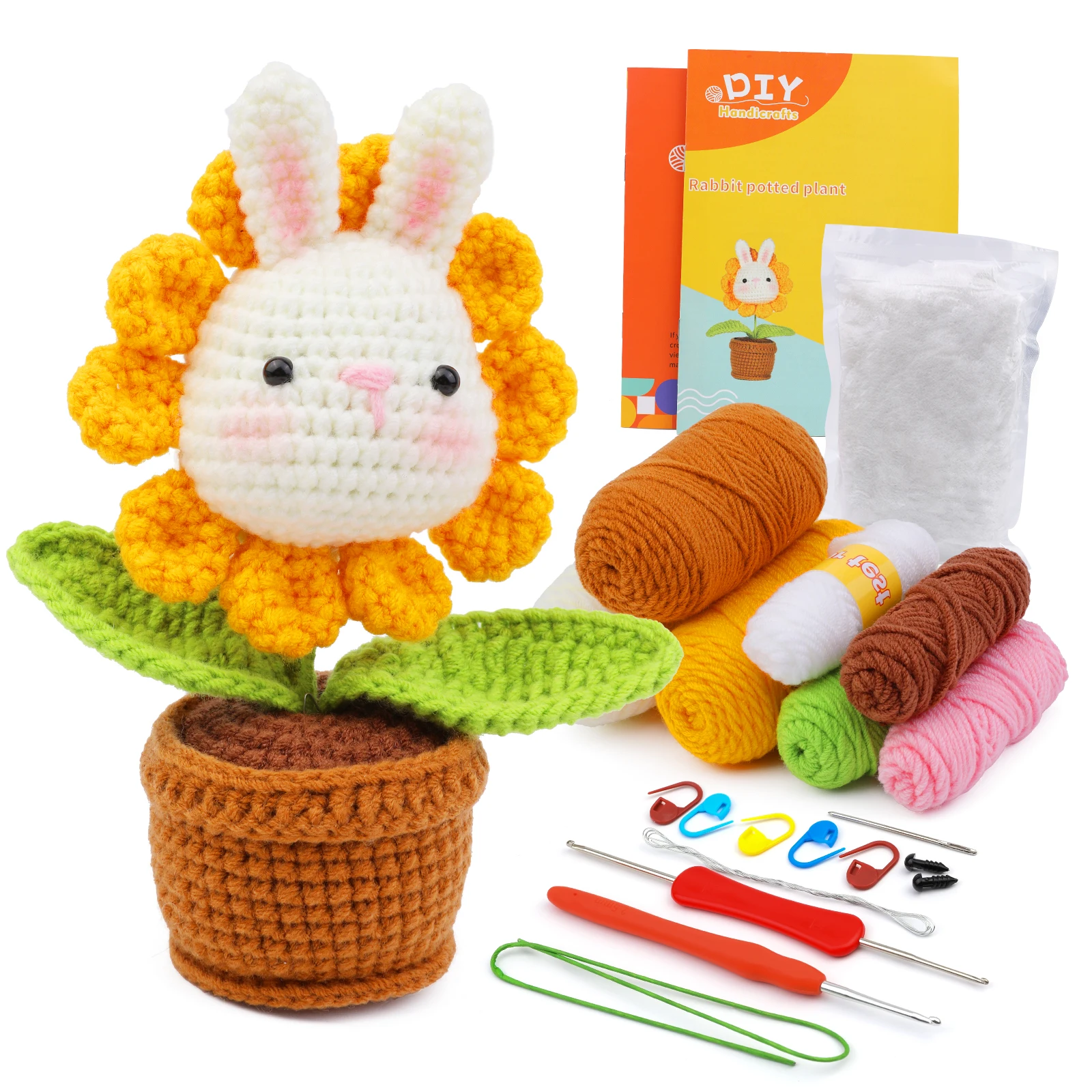 

2023 New DIY Crochet Knitting Entry-level Set, Beginner Crochet set, Adult Beginner Crochet, Yarn, Polyester Fiber, Sewing Mark