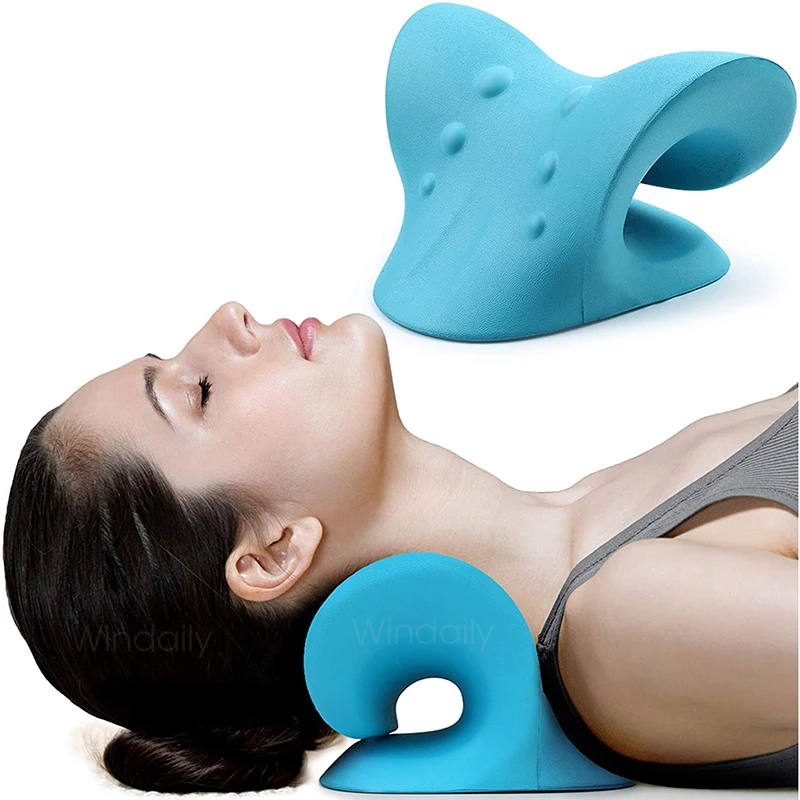 Neck Shoulder Relaxer Cervical Traction Device Posture Corrector Chiropractic Pillow Stretcher Neck Massager_voghion.com