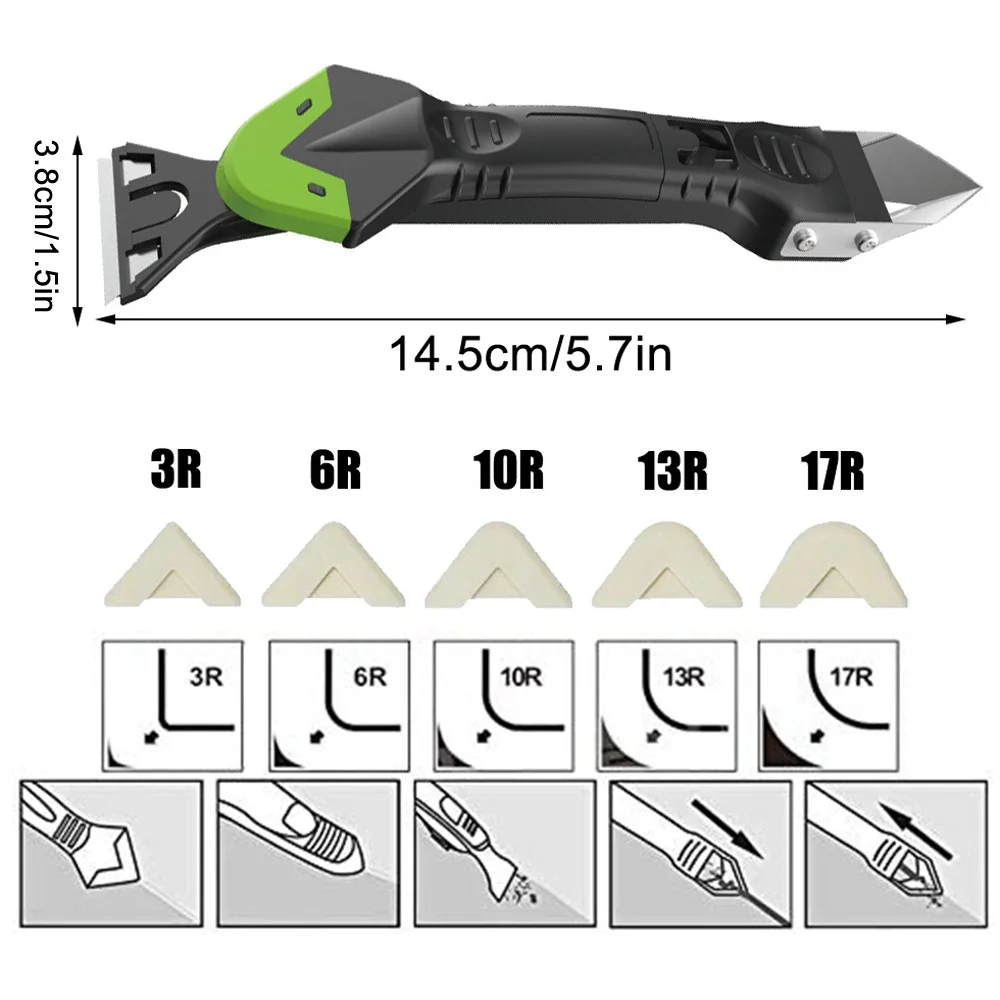 Scraper Tool Set Silicone Scraper Sealant Smooth Remover 7 In 1 Floor Caulk Finisher Grout Kit Glass Glue Angle Scraper Set