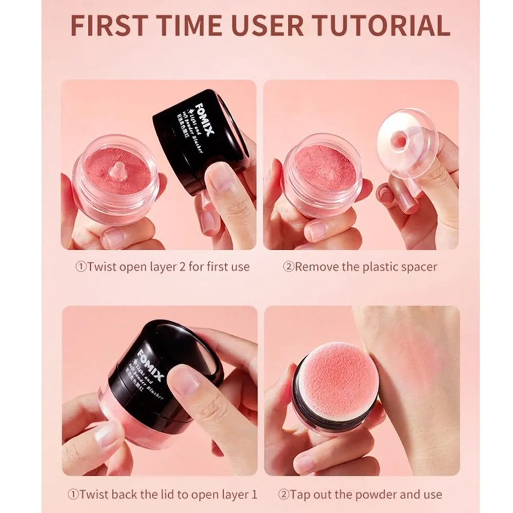 FOMIX Loose Powder Air Cushion Blush Long Last High Pigment Soft Misty Matte for Cheek