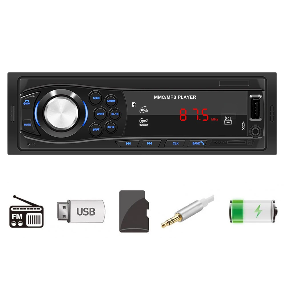 12V Auto Fm Stereo Audio Radio Usb/Sd/Aux-In Controllo 1Din Car Mp3 Player Bluetooth