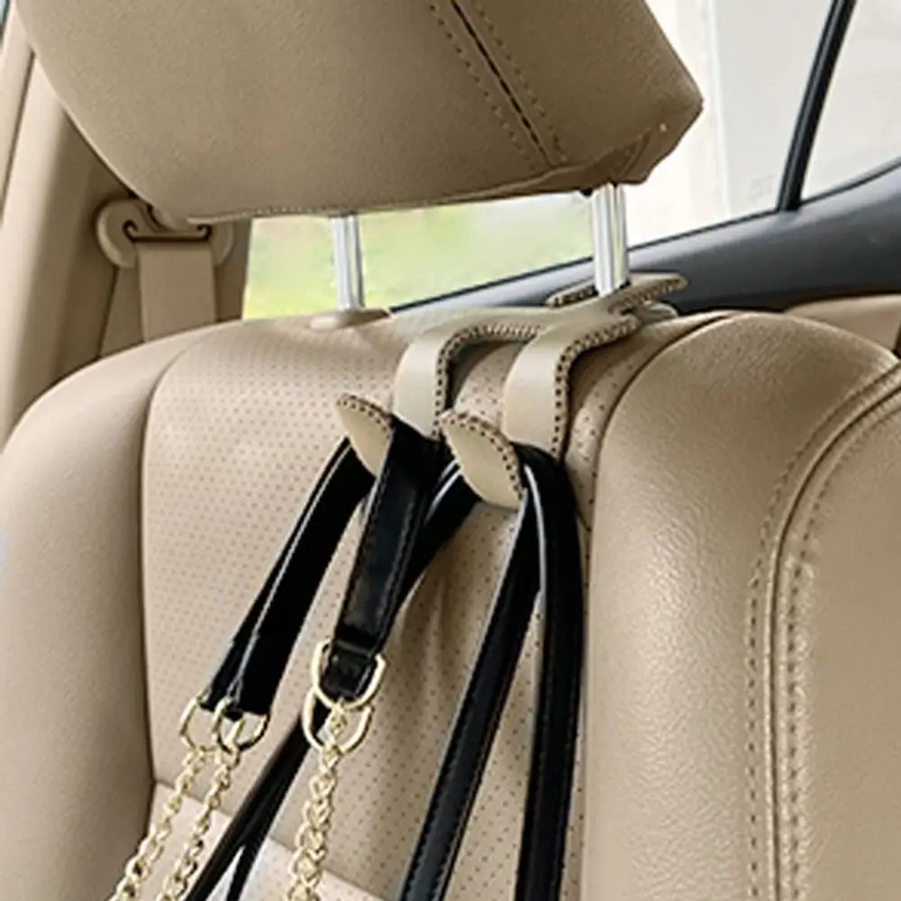 2 in 1 Headrest Hooks New Back Seat Vehicle Organizer Purse Holder Hook Hanging PU Leather Head Rest Hangers