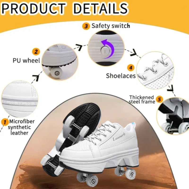 Wheel Dual-Use Roller Skates Retractable Wheels Roller Shoes