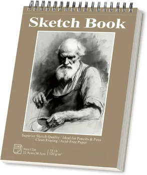 Sketchbook - 9"x12" spiral bound drawing board, 1 pack of 100 sheets, acid-free paper 1