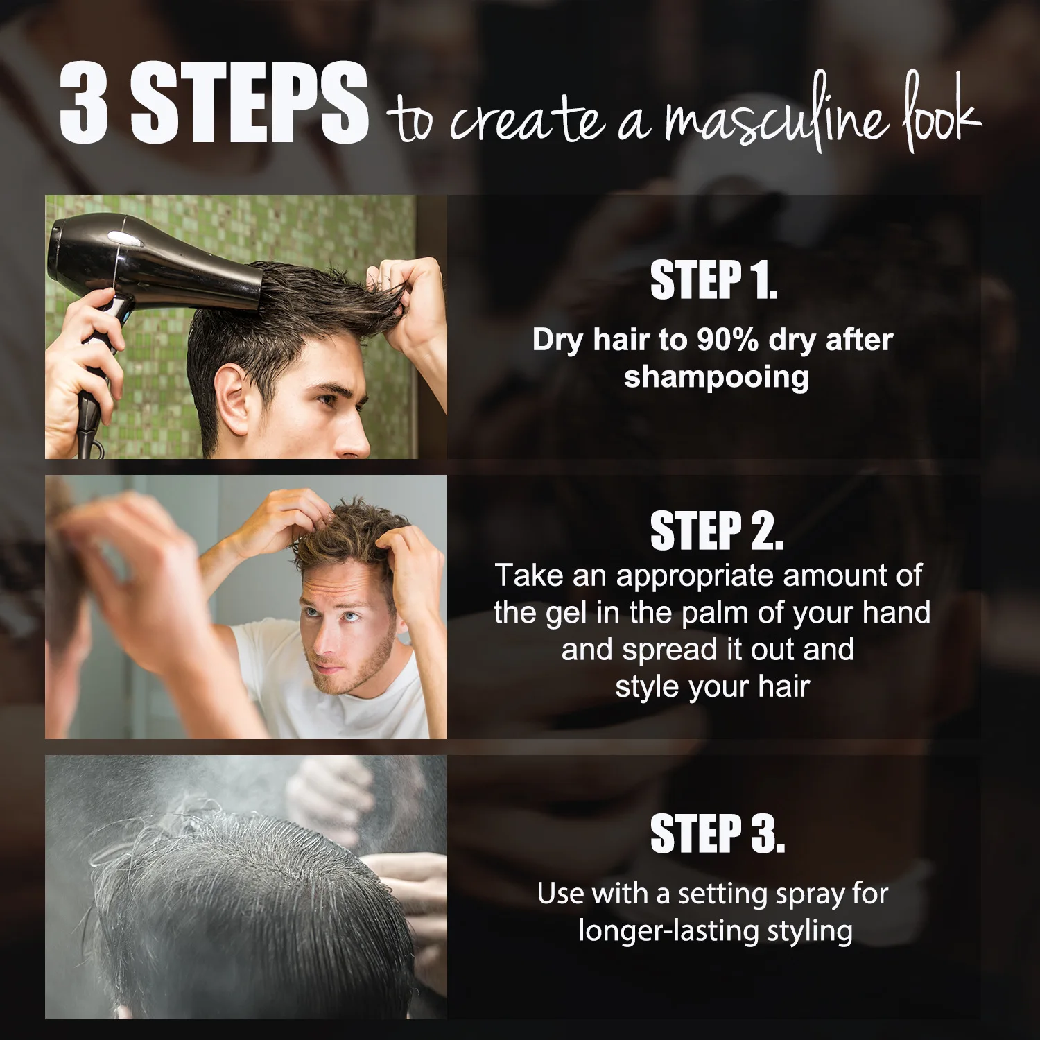 Men's hair gel water lasting styling micro-fragrance moisturizing styling gel spray