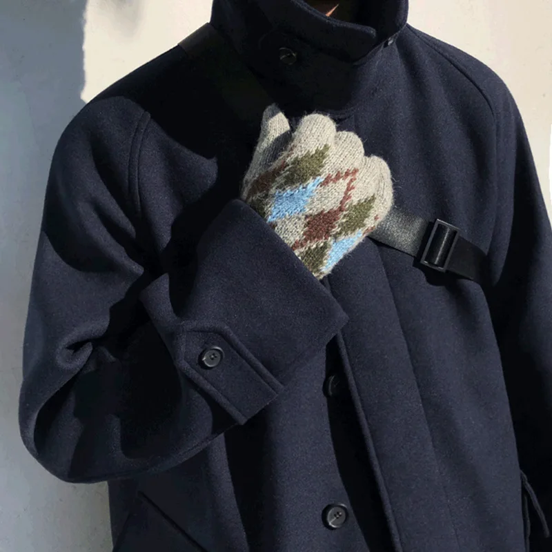 Double-sided Tweed Coat, Men's Midi Midi Autumn/winter Thickened Korean Version of The Trendy British Trench Coat, Tweed Coat
