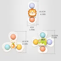 3PC Set Suction Cup Spinning Cartoon Animal Spinner Toys For Kids Window High Chair Tray Bath Table Travel for Children Gift 6