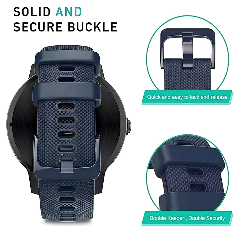 Garmin Sport Silicone Watchband - 20/22mm Adjustable Bracelet Strap
