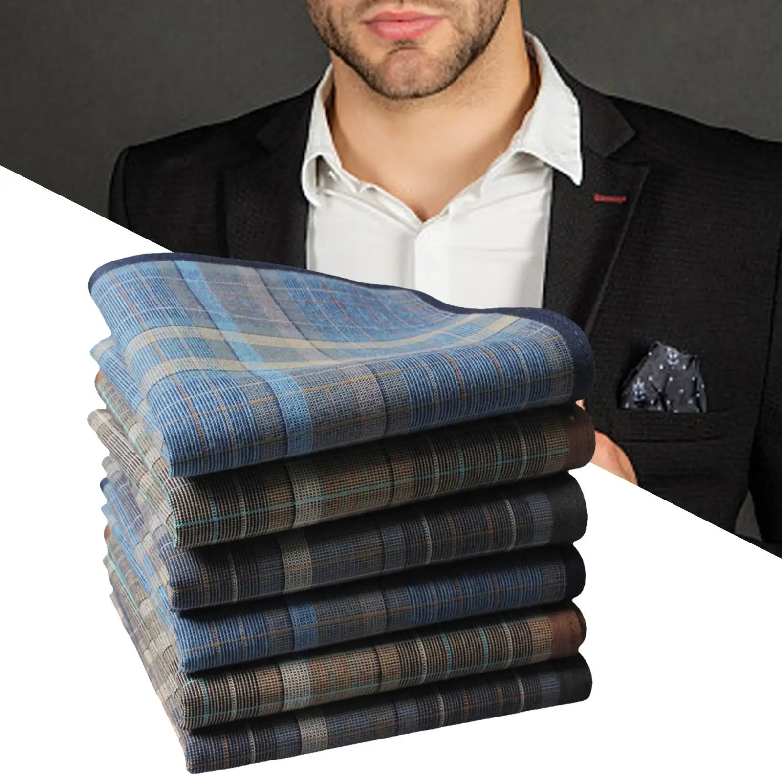 6 Pieces Handkerchiefs for Men Cotton Kerchief for Men 16inch Mens Gifts Soft