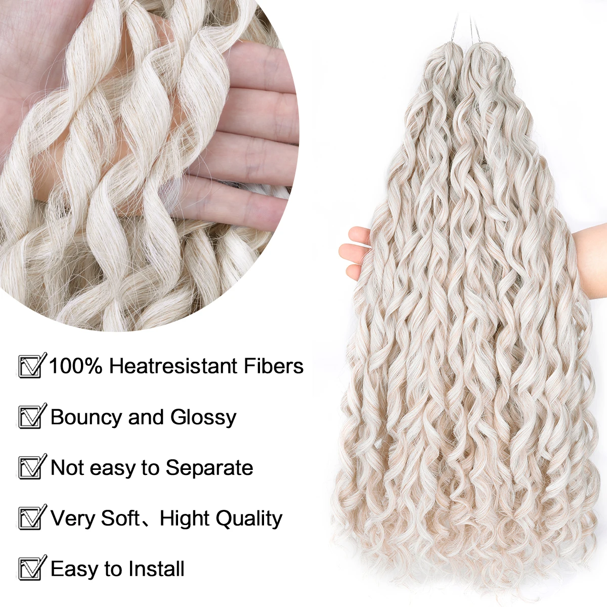 22" Jessica Hair Deep Wavy Twist Synthetic Crochet Hair Curly Braiding Extensions 18