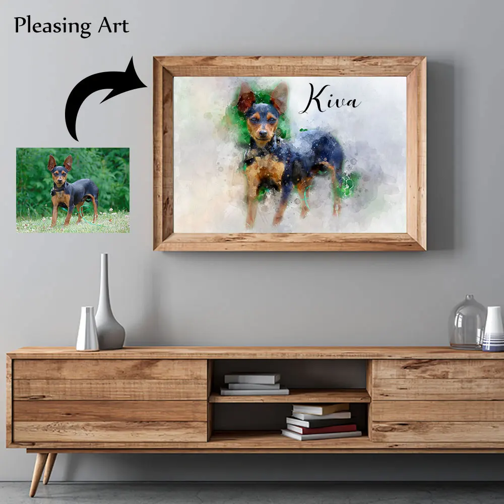 

Dog/Cat Portrait Canvas Painting Your Photos Wall Art for Home Decoration Personalized Gift for Pet Lovers Living Room Decor
