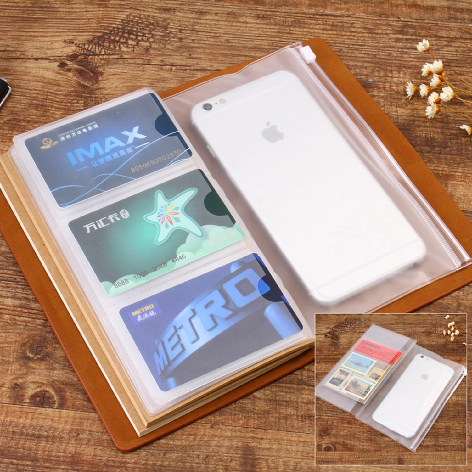 A6 Retro Loose-Leaf Notebook with Card Pocket Ledger PU Leather Cover Refillable Page Travel Journal Diary Sketchbook Planner 3