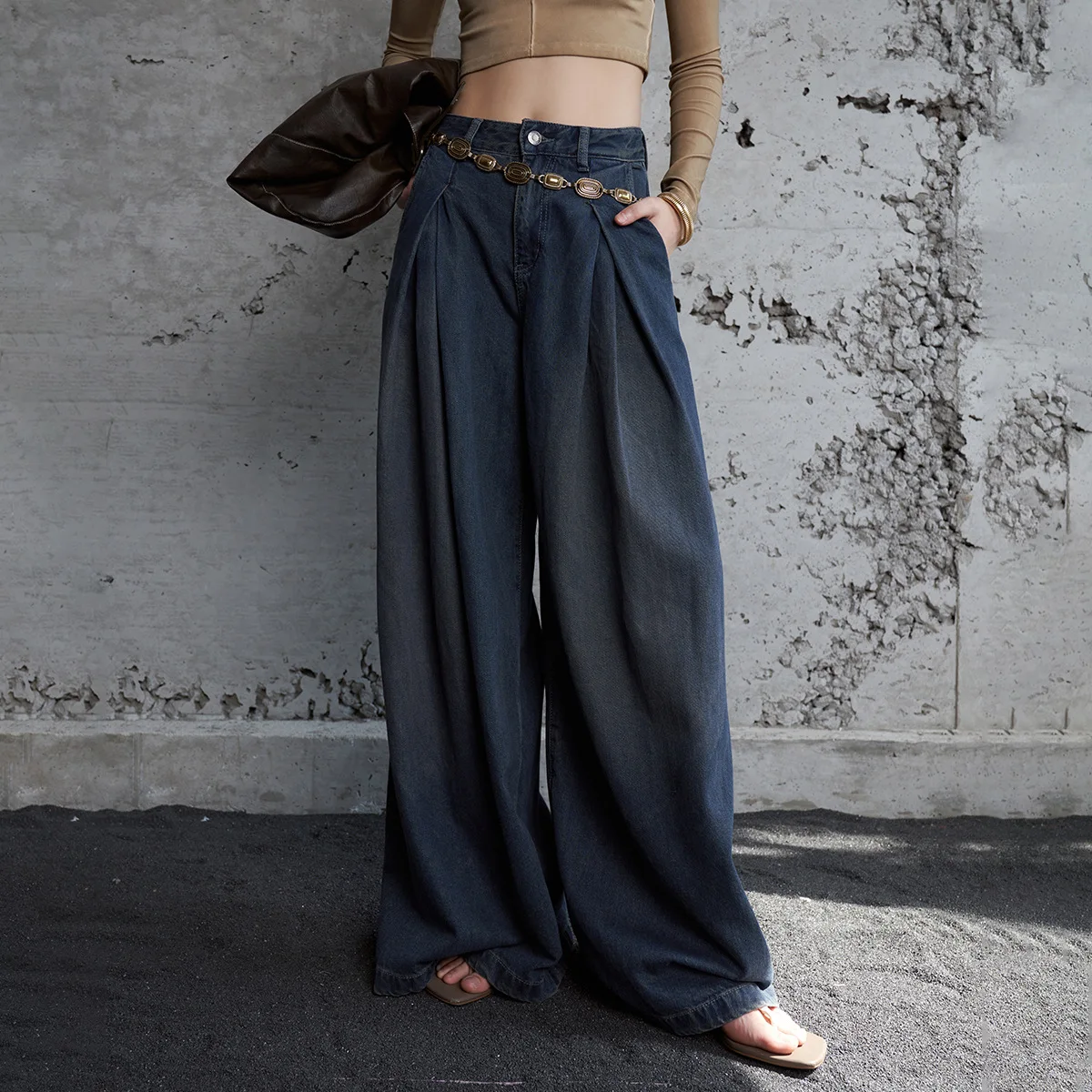 

SuperAen Women's 2023 Autumn New Arrival Jeans Women's Retro Straight Leg Wide Leg Pants