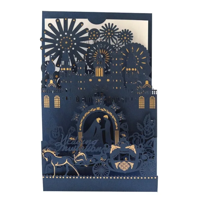 New 3D Romantic Castle Wedding Invitations Card Greeting Cards Set Creative Postcard Party Festival Gifts Girl Decorations