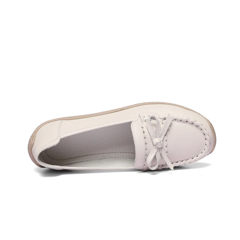 Flat bottomed women's shoes women's leather Slip on casual shoes