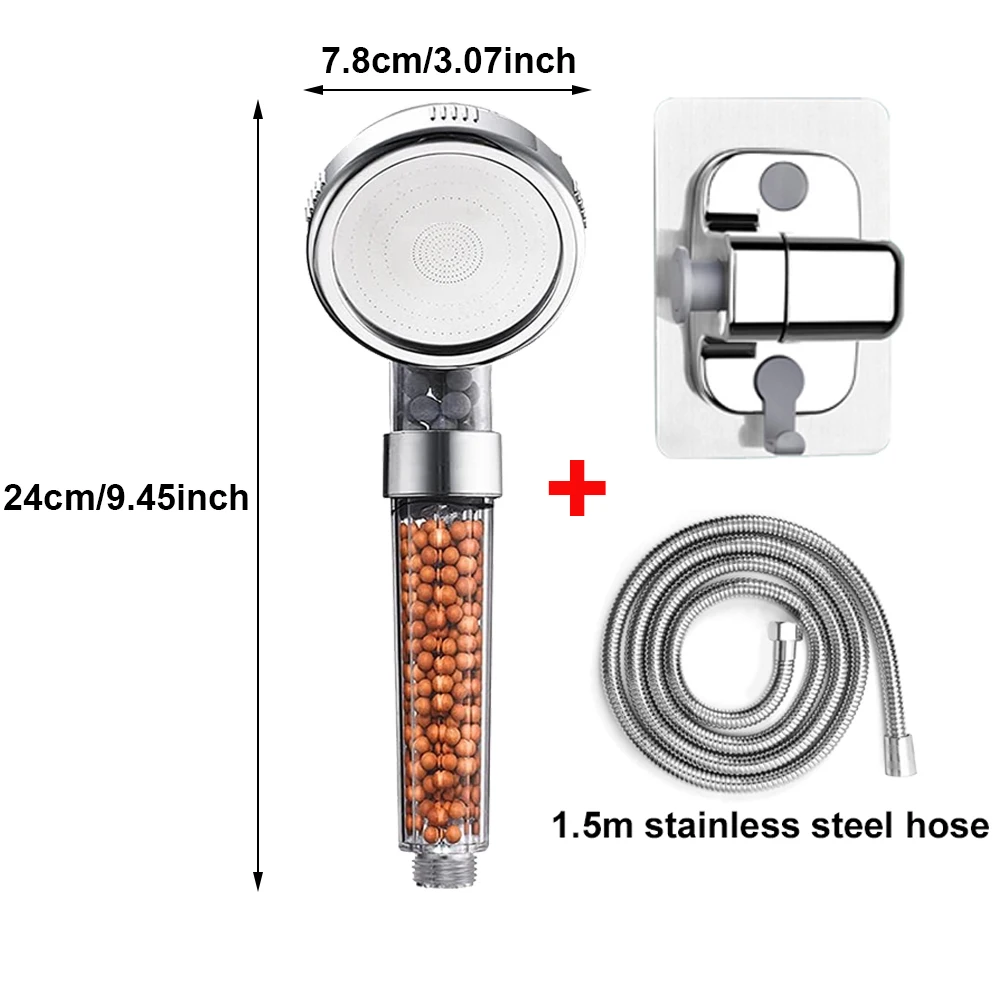 EcoFlow High-Pressure Water-Saving Handheld Showerhead with Mineral Filtration Beads