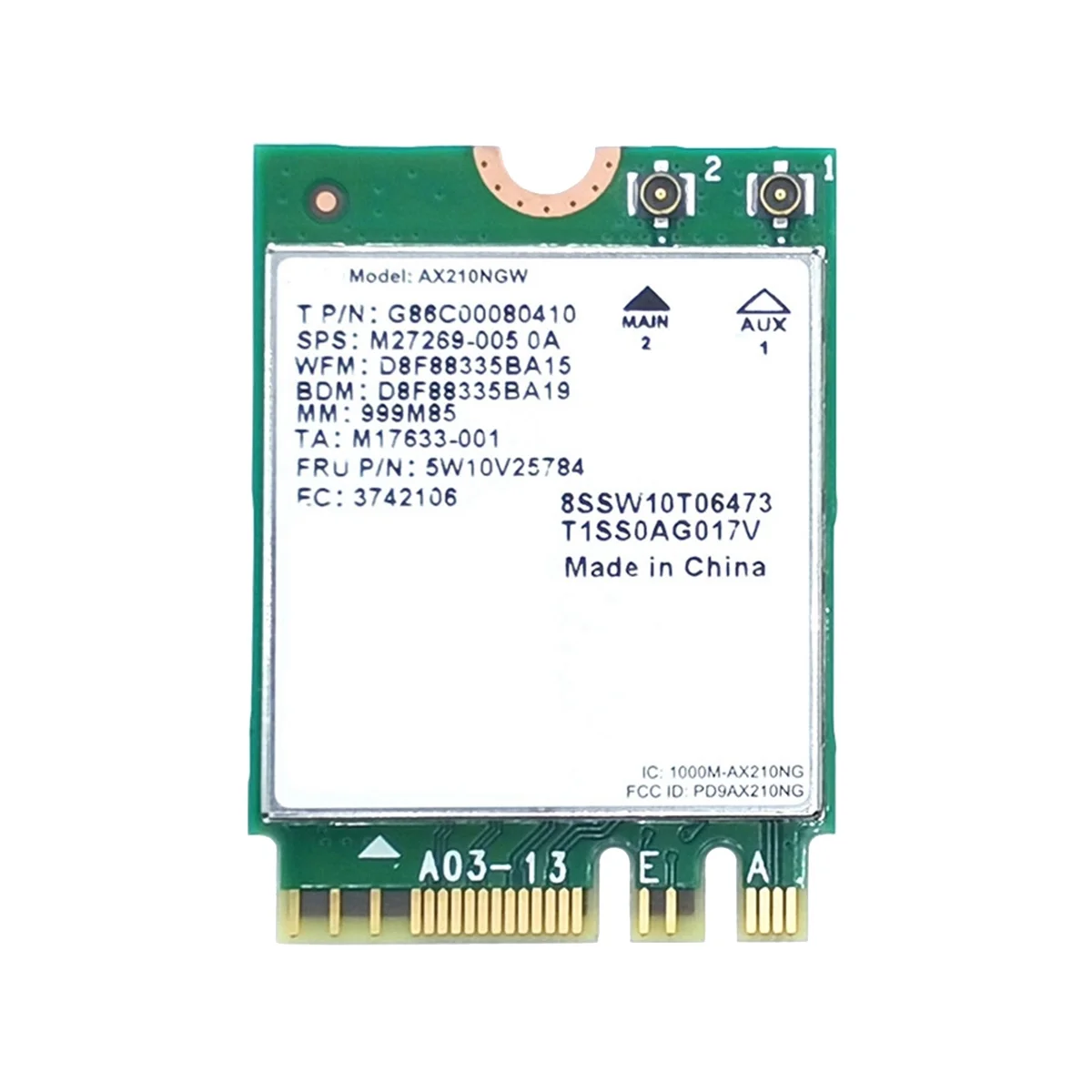 

AX210 WiFi Card AX210NGW Network Card Dual Band 2.4Ghz/5G WI-FI 6E M.2 NGFF 802.11Ax Bluetooth 5.2 Wireless Adapter
