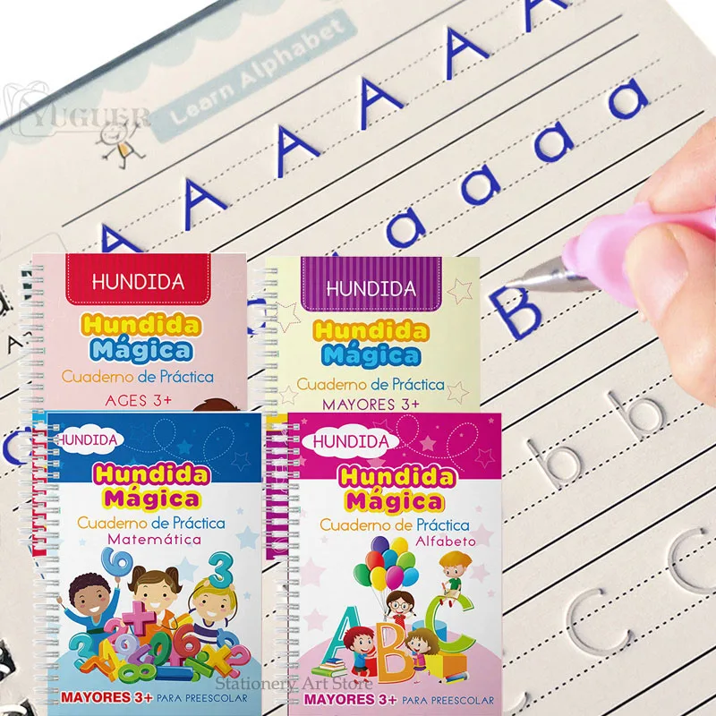 Reusable Spanish Copybook SANK Learning Math English 3D Calligraphy