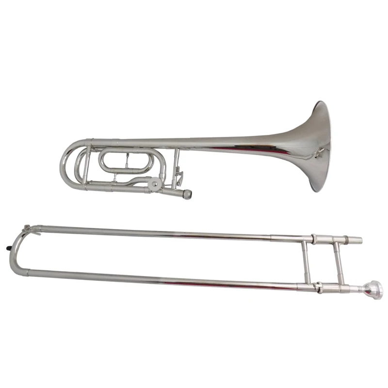 Bb/f Tenor Trombone With Case And Mouthpiece Gold Brass Trombone Silver Plated Nickel Plated