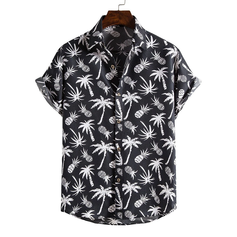 Hawaiian Mens Coconut Casual Colorful Floral Shirt Printed Fashion Vacation Beachwear Streetwear Short Sleeve Plus Size 5