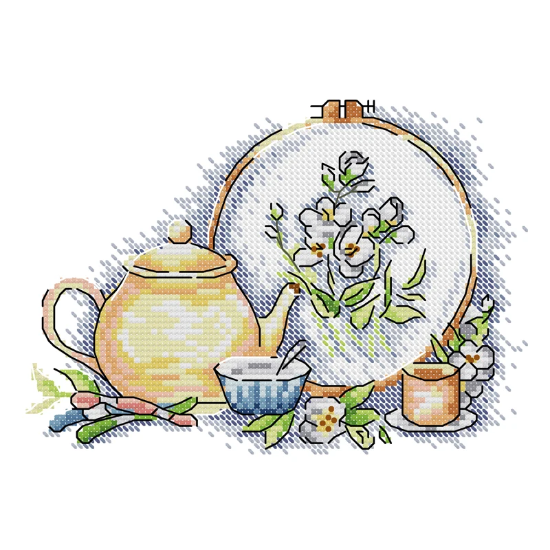 Joy Sunday Cross Stitch Cross Stitch and Afternoon Tea in Four Season Printed Embroidery Kits Set Crosstitch Kit cross stitch kit