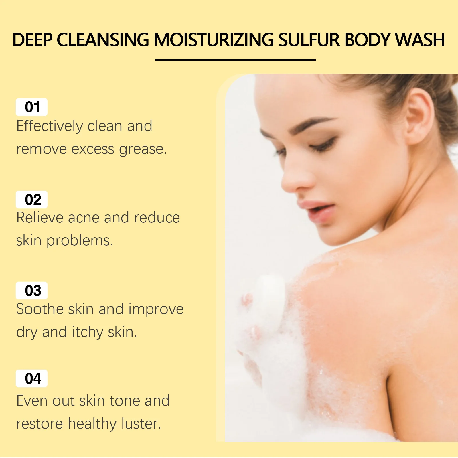 EELHOE Sulfur Cleaning Body Washes Shower Gel Deep Cleaning Moisturizing Smooth Lasting Fragrance Body Cleansing Bath Products