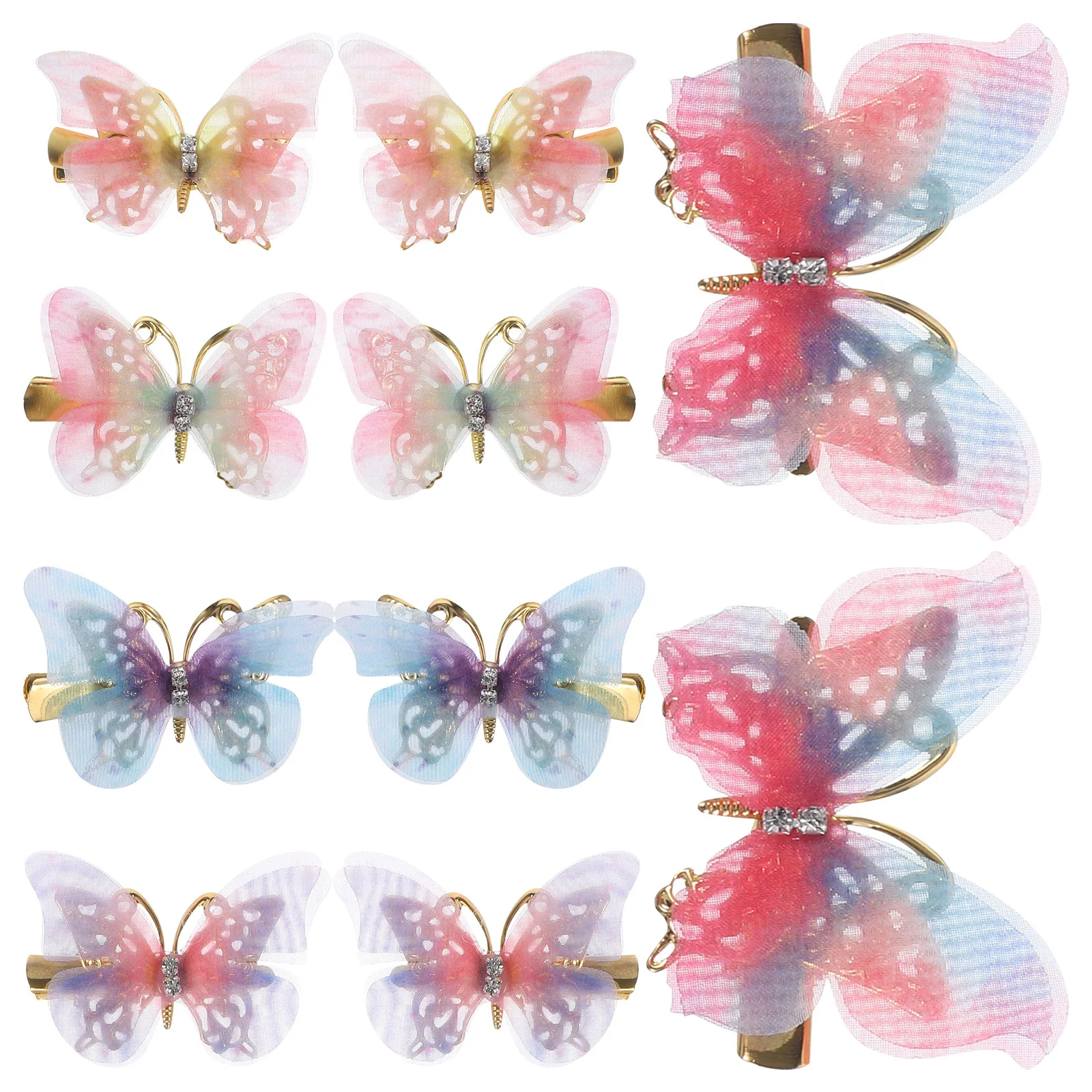 

10 Pcs Three-Dimensional Butterfly Barrettes Hair Clips for Little Girls Thin Metal Baby