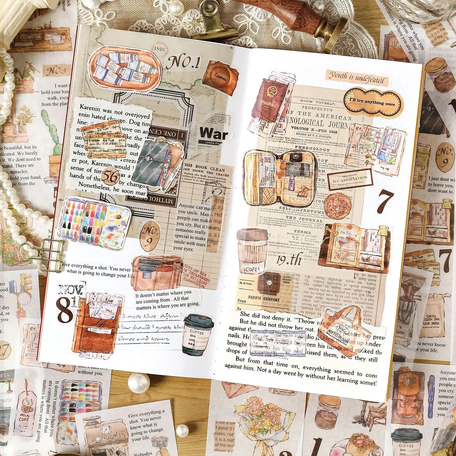 6 Pcs my Journey Washi Masking Tape Coffee Street Decorative Stickers Diy Label For Scrapbooking Diary Album Planner washi tape,decoration stickers
