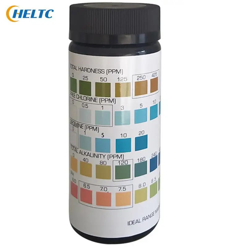 50/100/150PCS 5In1 Swimming Pool PH Test Paper Residual Chlorine PH Value Alkalinity Hardness Test Strip Pool Cleaner Accessorie