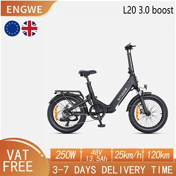 ENGWE L20 3.0 BOOST Bicicletta elettrica 48 V13AH Batteria al litio 250W Motore Freno a disco idraulico Bici elettrica 20 "Pneumatico grasso E-Bike