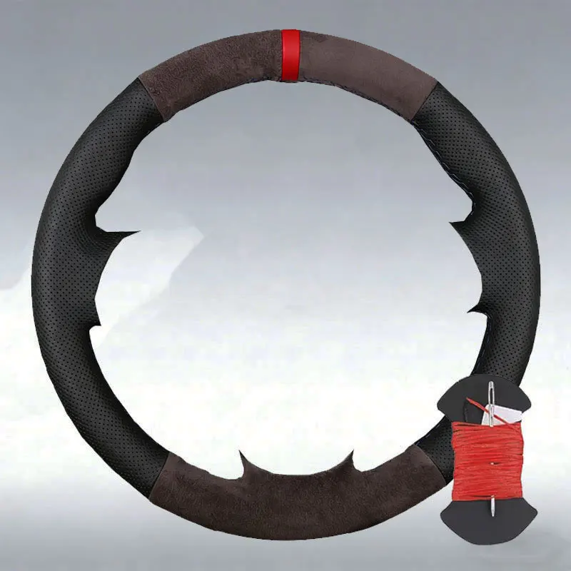 Premium Suede Leather Steering Wheel Cover - Luxury Auto Accessory Grip Cover