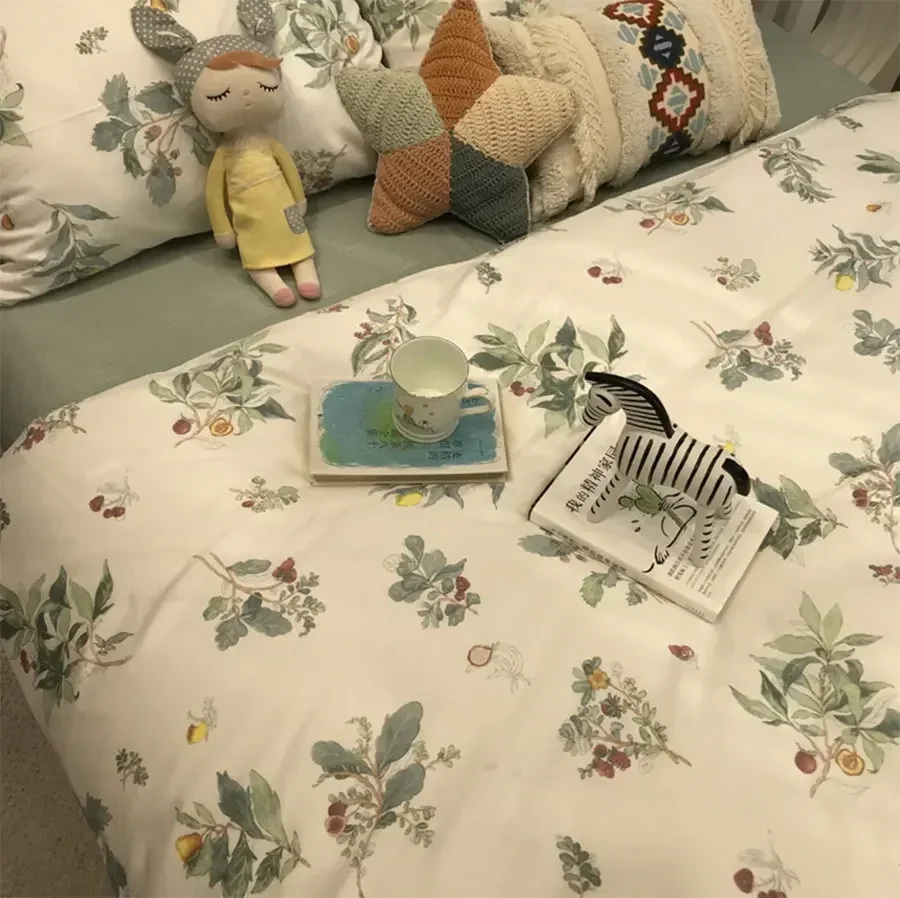 

Fashion rustic green bedding set teen,single double cotton twin full queen king home textile flat sheet pillow case duvet cover