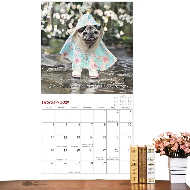 Cute Dog 2024 Calendar Puppies Pugs Wall Mensile Hangable Calendar Cute Pug Images Calendari Da Parete Mensili Family Planner Daily