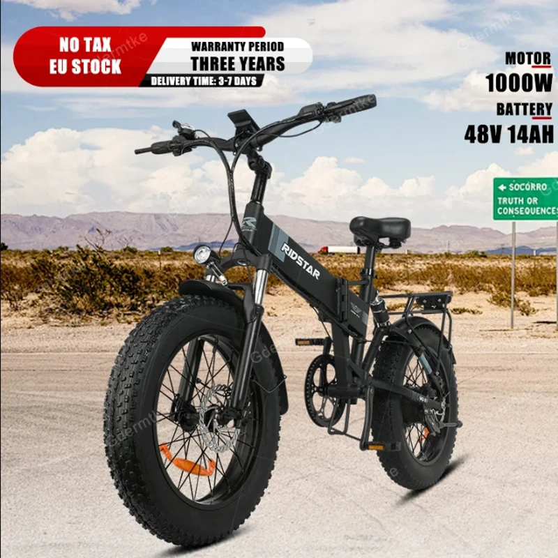 Eu Stock Ridstar H20 Bici Elettrica 1000W 48 V14Ah Durata Della Batteria 100Km Bicicletta Elettrica Pieghevole 20*4.0 Pollici Fat Tire Mountain Ebike
