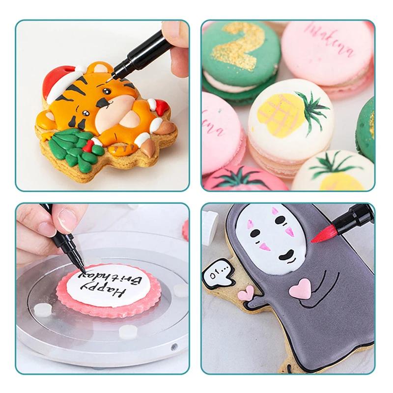 Cake Baking Tools Cake Decorating Tips 2pcs Food Coloring Pens Double Sided Food Grade And Edible Marker Gourmet Writers For Decorating Fondant Cakes