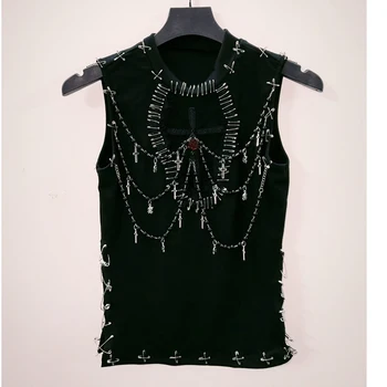 Cross Chain High Neck Top 1