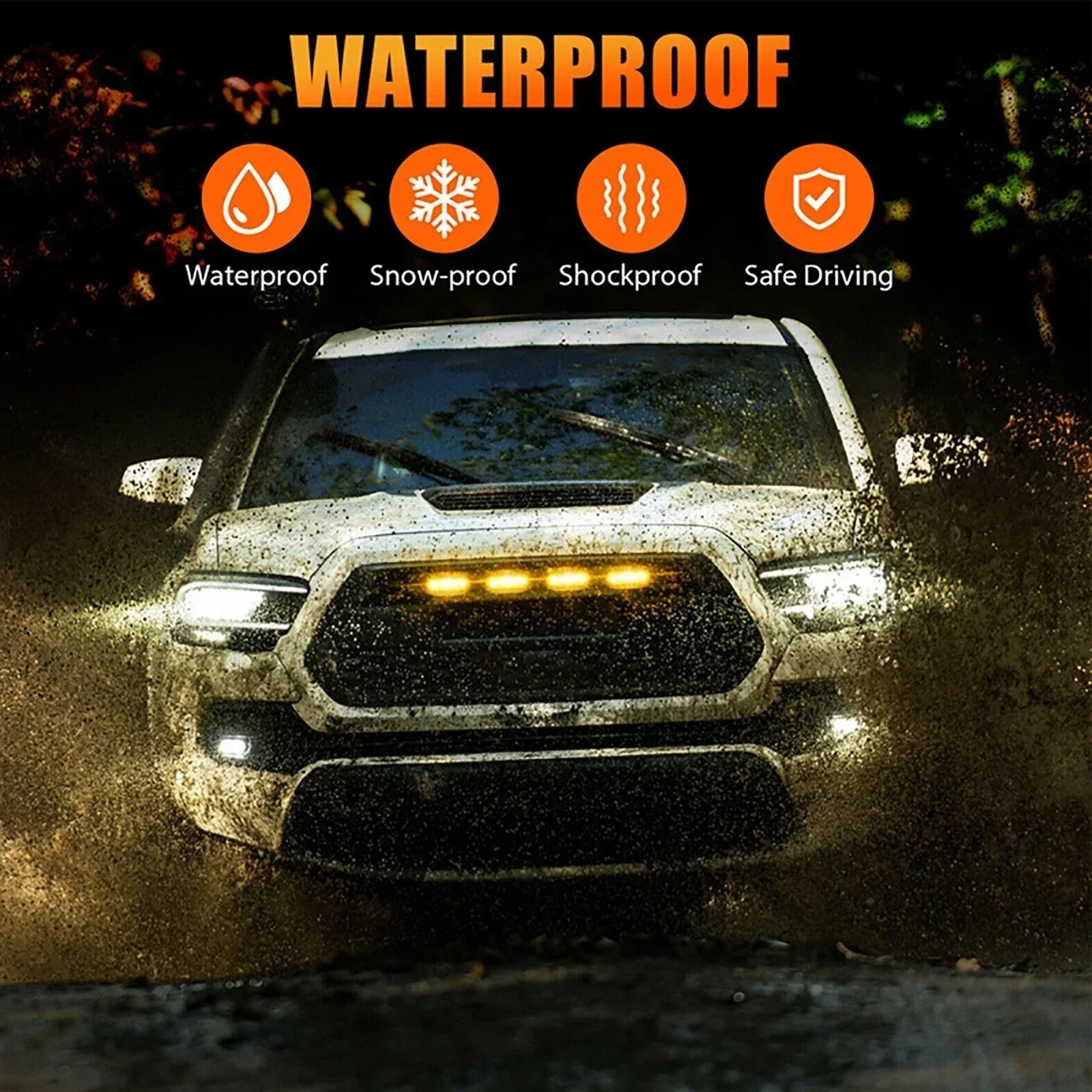 Universal Auto Front LED Grille Licht Geräuchert Bernstein Weiß 4LED Grill Licht Eagle Eye Lampe für Off Road Stamm SUV Ford Toyota Streifen – Detail 5