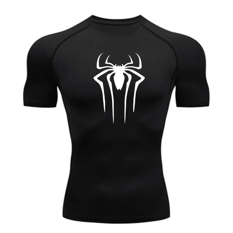 Camiseta de compresión para hombre, ropa deportiva de superhéroe para gimnasio, correr, Rashgard, de secado rápido, de manga corta, nueva