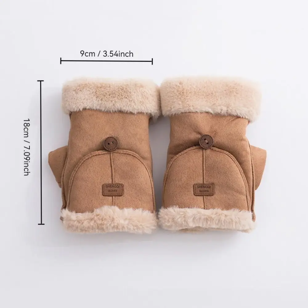 Fashion Thick Half Finger Gloves Plush Keep Warm Winter Gloves Touch Screen Flip Mittens Cycling cycling gloves half finger gloves warm gloves