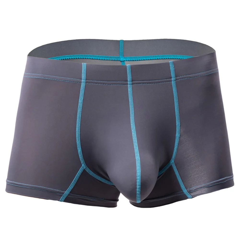 

Mens Sexy Boxer Briefs Bulge Pouch Underwear Middle Waist Underpants Ice Silk Panties Soft Shorts Solid Comf Breathable Lingerie