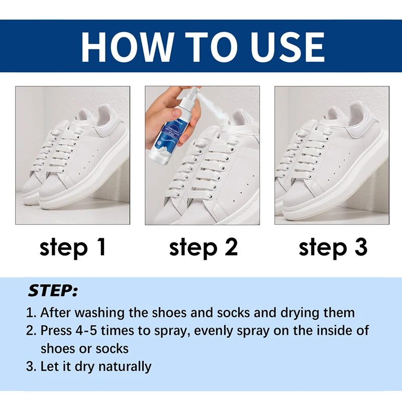 Shoe Socks Odor Removal Spray Foot Odor Shoes Stink Remover Footwear Deodorant Antibacterial Antiperspirant Freshener Feet Care,shoe odor removal spray,shoe odor spray