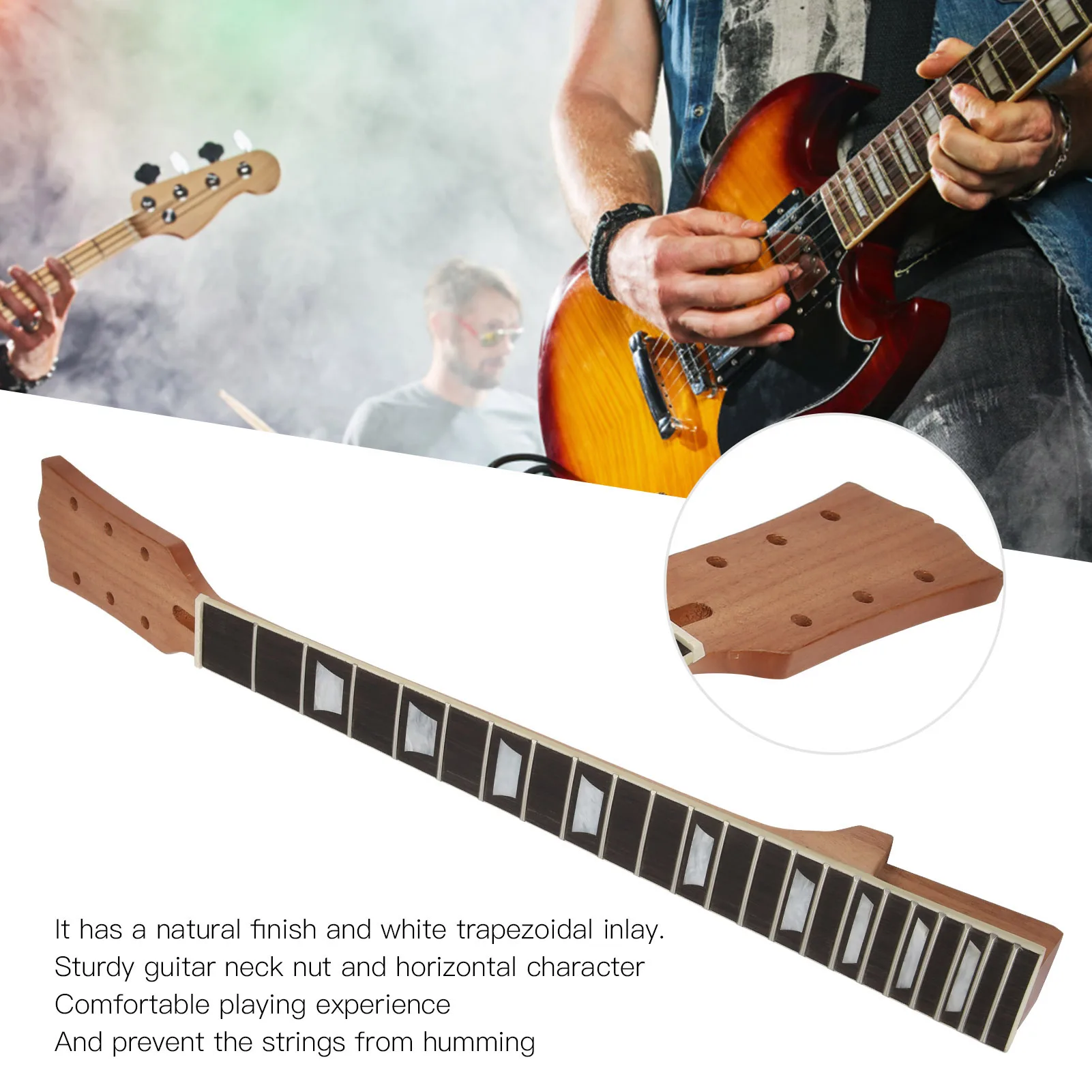 Gibson Les Paul LP용 사다리꼴 인레이가 있는 목재 일렉트릭 기타 넥 22프렛 로즈우드 지판