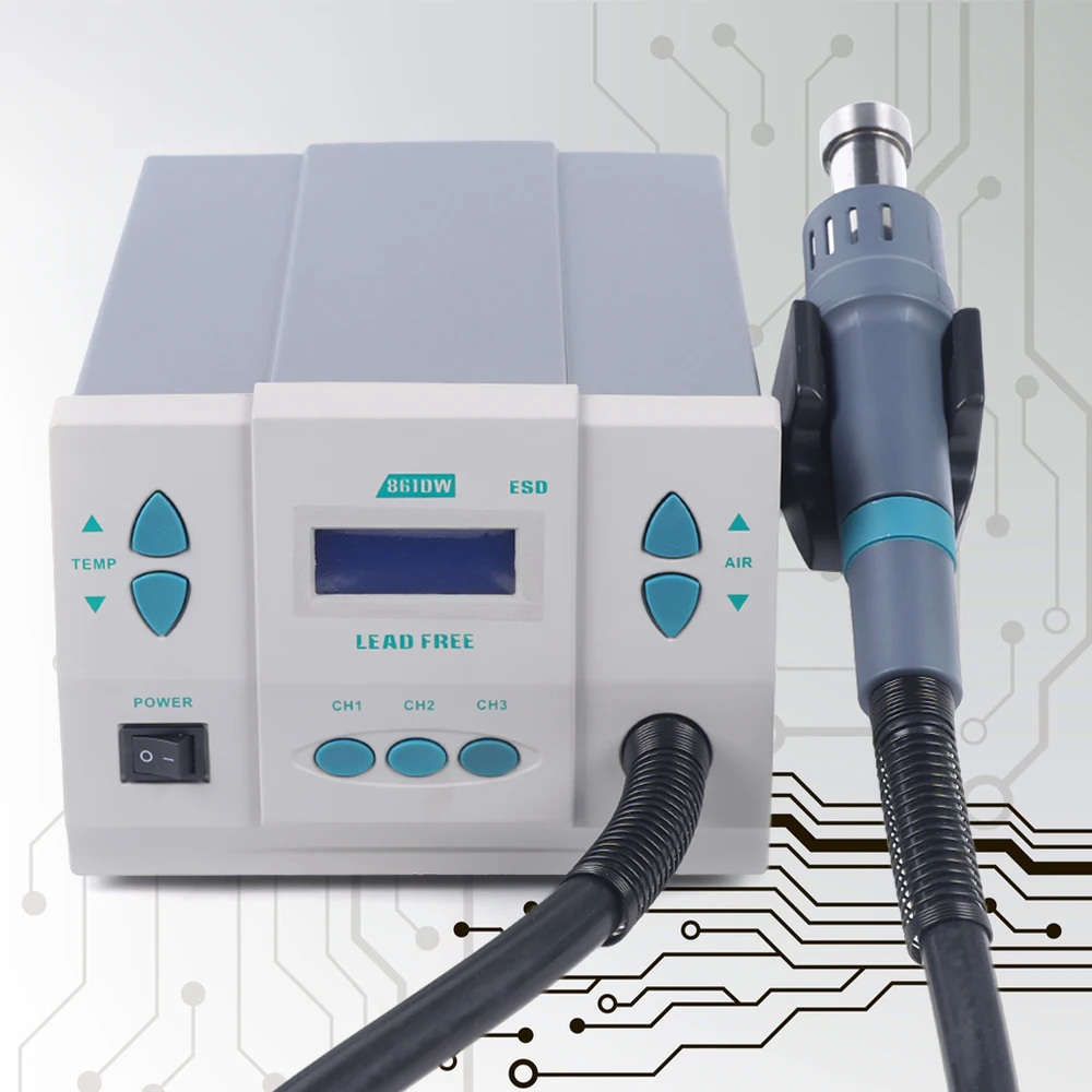 Soldering Station 1KW Lead-free Digital Display Hot Air Gun 110V Temperature 100℃~500℃ 3