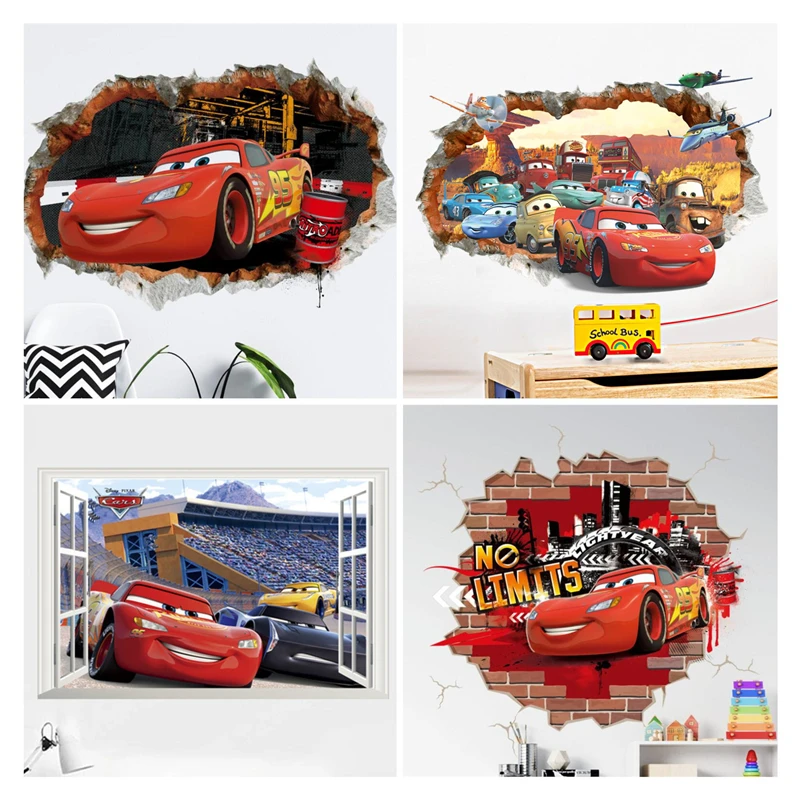 3D Cartoon Lightning McQueen Wall Stickers Kid's Room Kindergarten Bedroom Living Room Diy Wall Decoration wall stickers luminous wall stickers vinyl decal stickers
