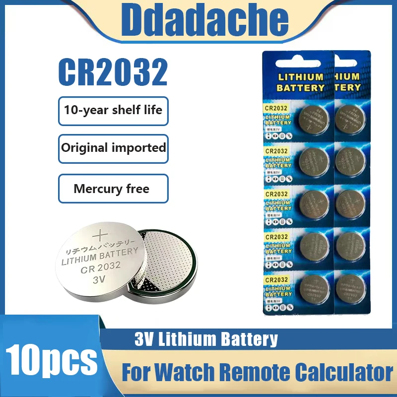 

10PCS Original CR2032 CR 2032 3V Lithium Battery For Watch Calculator Clock Remote Control Toys Button Coins Cell